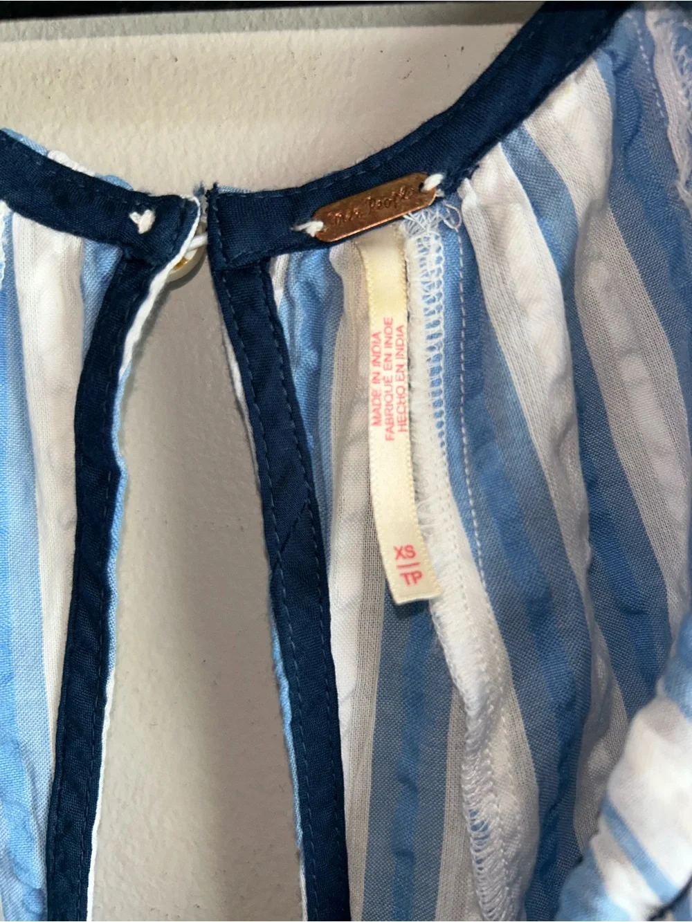 Free People Blue and White Bop Around Romper - Picture 2 of 3